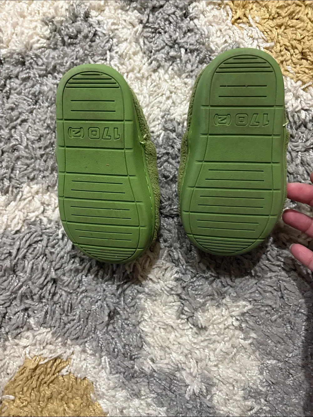 Green Plush Dinosaur Slippers - Kids